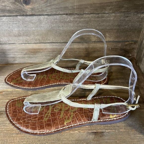 Womens Sam Edelman Camo Green Suede Leather Sandals Shoes Size 7.5 M GUC‎ - Picture 2 of 6